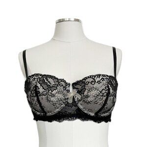 sophie b | demi balconette push up underwire corset scallop lace bra | sz 36b